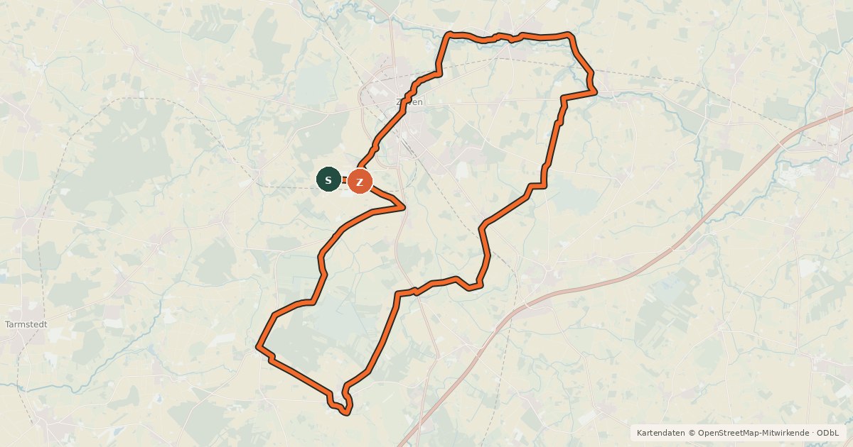 Kartenübersicht der Radroute Archäologieroute Radweg
