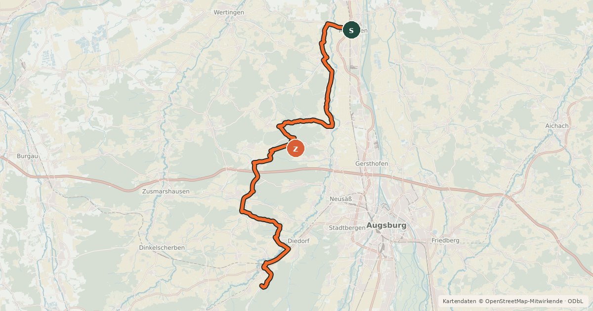 Kartenübersicht der Radroute Archäologischer Radweg