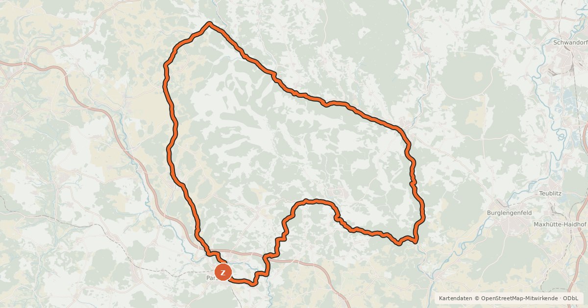 Kartenübersicht der Radroute Arge 10 Hohenfels Radtour