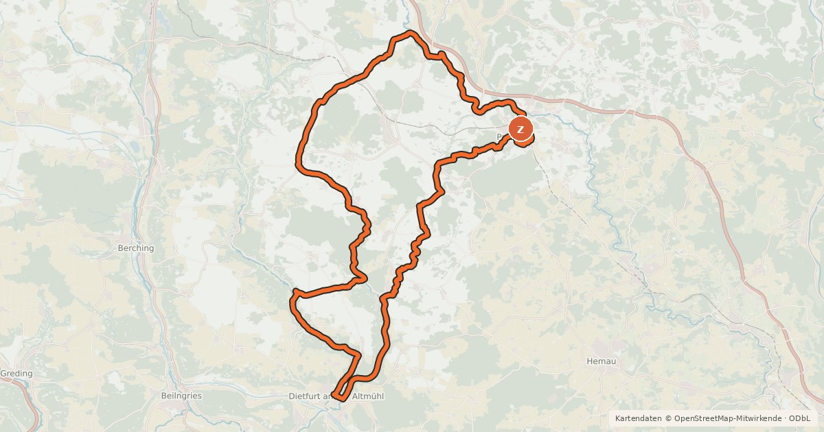 Kartenübersicht der Radroute Arge 10 Labertäler Radtour