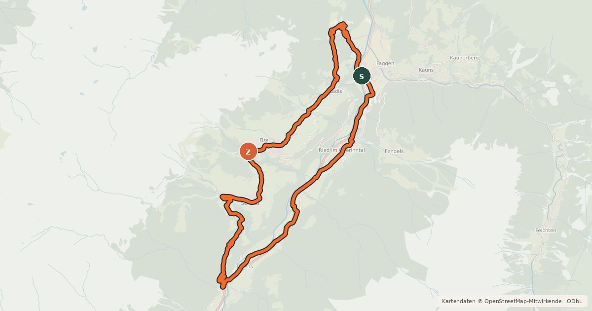 Kartenübersicht der Radroute Asterhöfe Tour