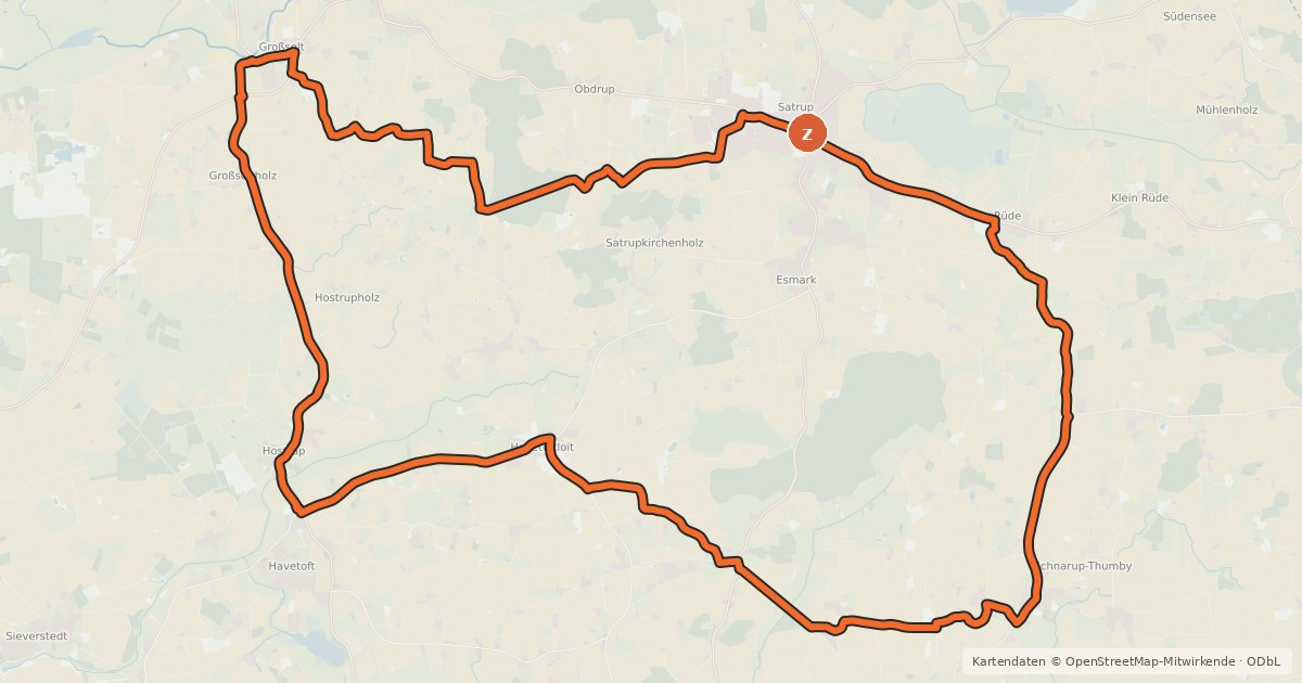 Kartenübersicht der Radroute AuenTour