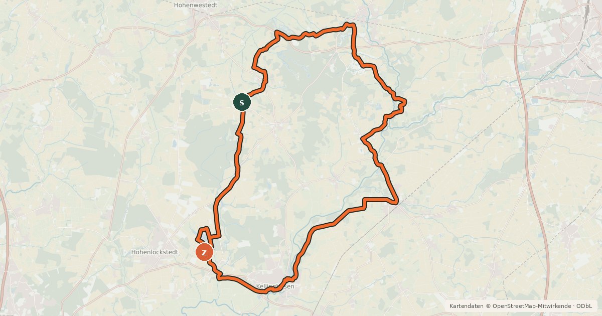 Kartenübersicht der Radroute Aukrug-Erlebnis-Tour