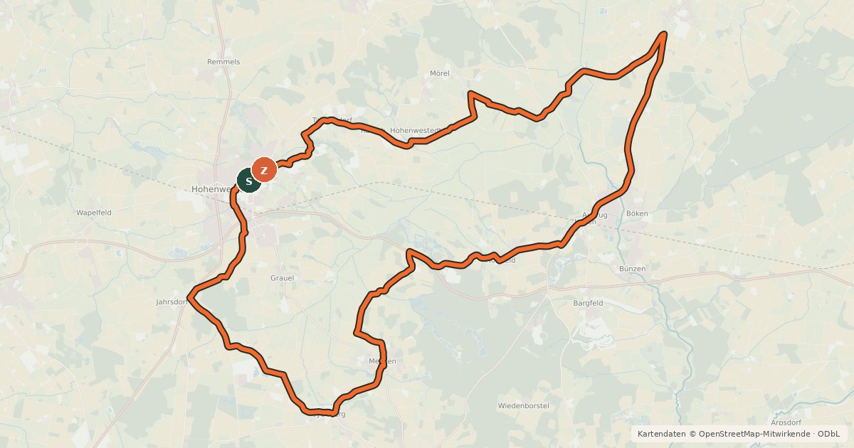 Kartenübersicht der Radroute Aukrug Tour