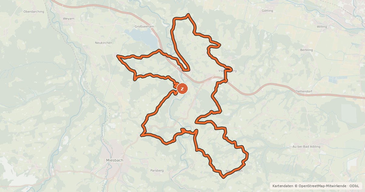 Kartenübersicht der Radroute Ausfahrt Irschenberg