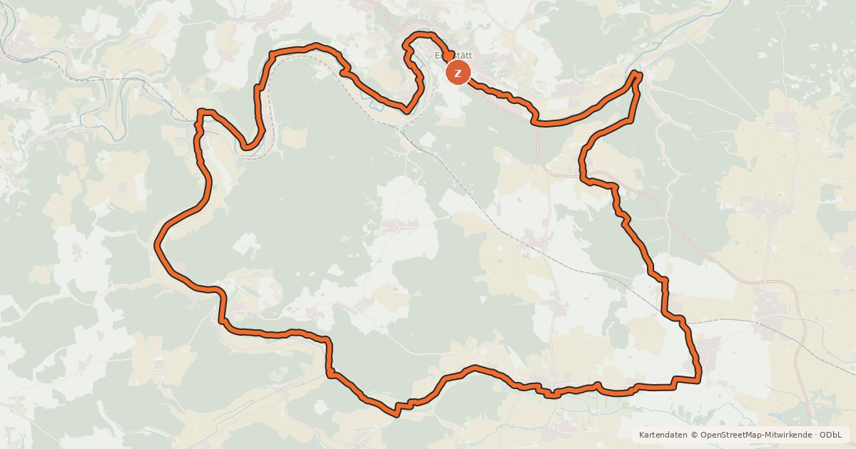 Kartenübersicht der Radroute Ausflug in die Flussgeschichte