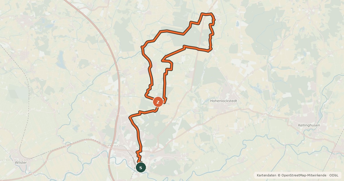 Kartenübersicht der Radroute Auwiesen-Tour