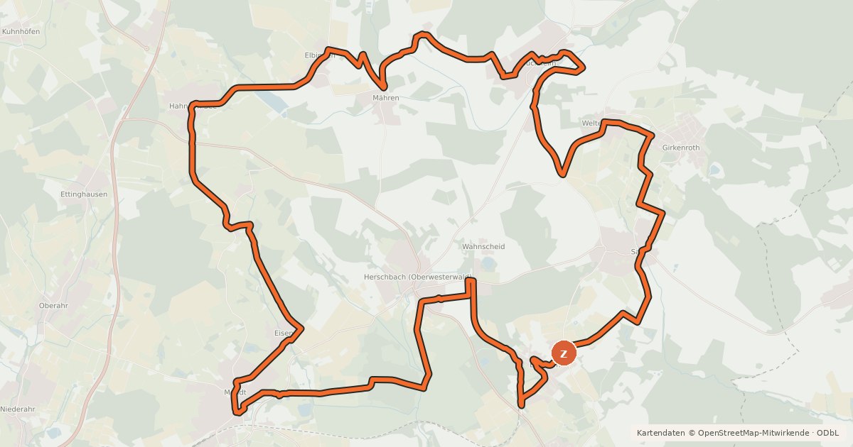 Kartenübersicht der Radroute Backesdörfer-Tour