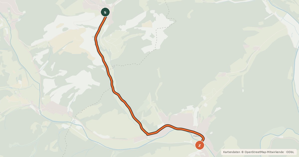 Kartenübersicht der Radroute Bad Berleburg-Elshoff - Hatzfeld