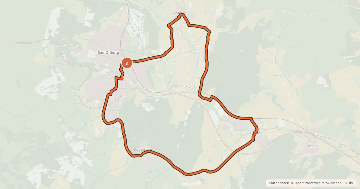 Kartenübersicht der Radroute Bad Driburg Route 4