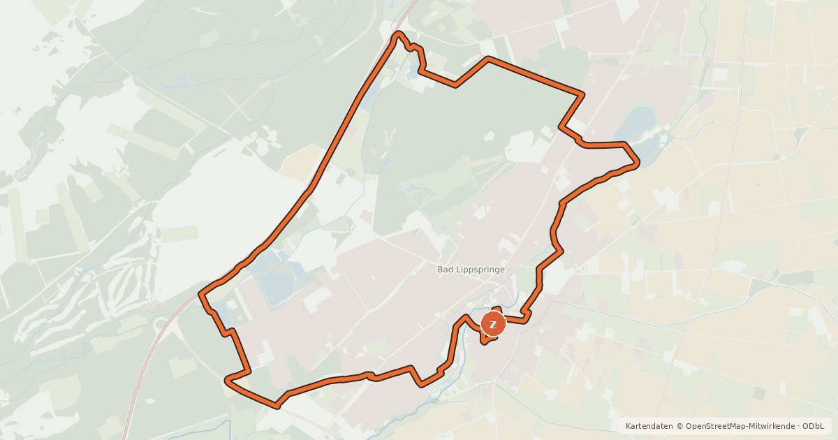 Kartenübersicht der Radroute Bad Lippspringe Radroute LP1