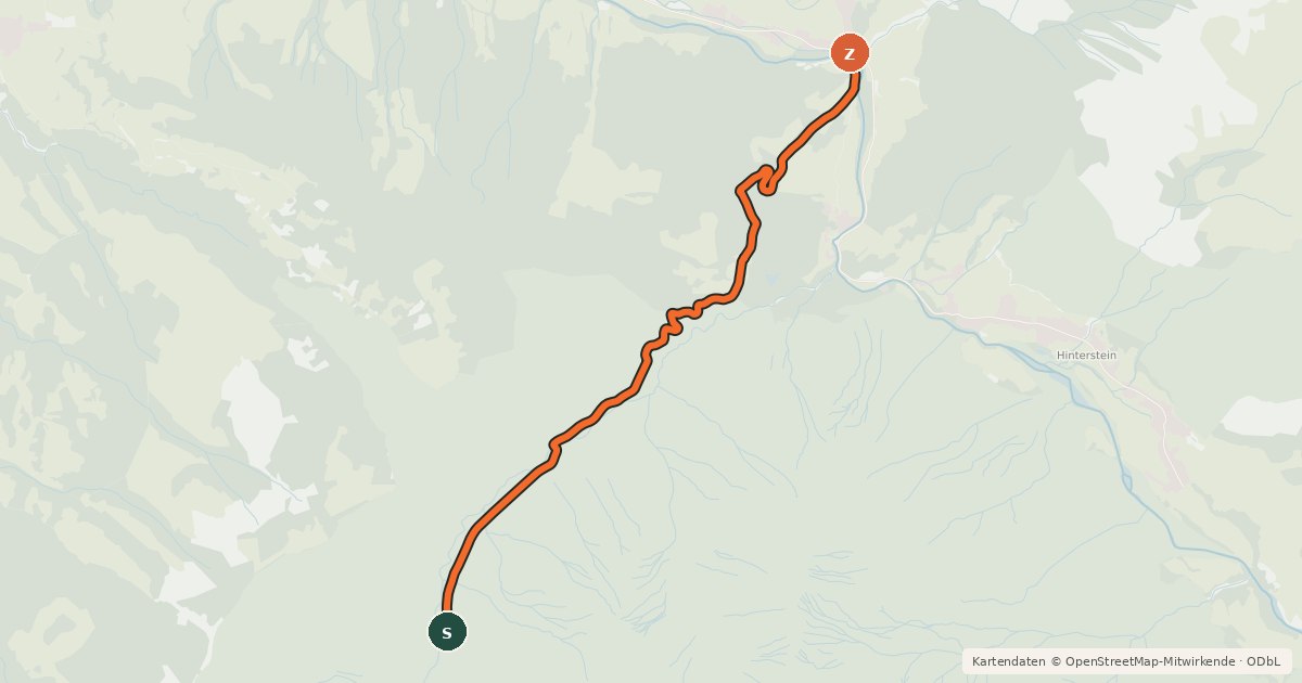 Kartenübersicht der Radroute Bad Oberdorf - Sennalpe Mitterhaus
