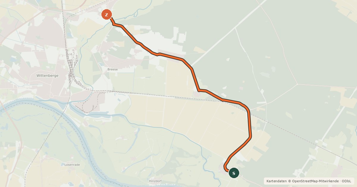 Kartenübersicht der Radroute Bad Wilsnack (34) - Bad Wilsnack (35)