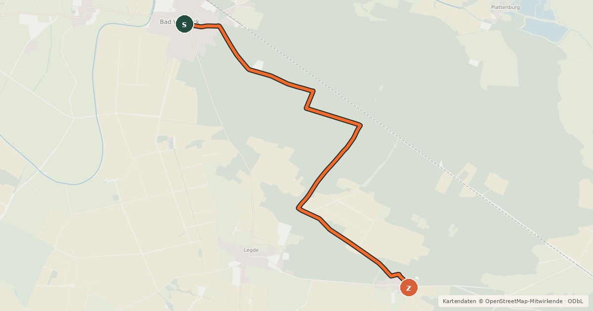 Kartenübersicht der Radroute Bad Wilsnack (40) - Bad Wilsnack (47)