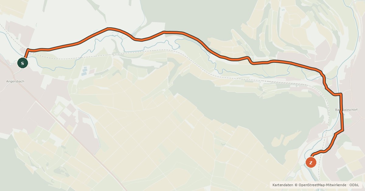 Kartenübersicht der Radroute Bäder-Tour