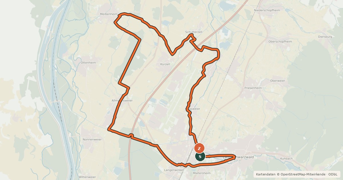 Kartenübersicht der Radroute BärbelTour