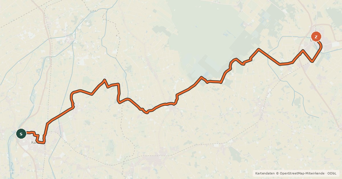 Kartenübersicht der Radroute bahn-bike