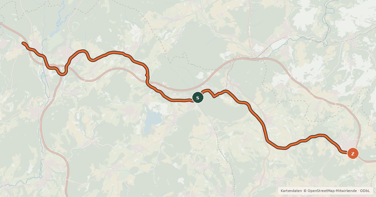 Kartenübersicht der Radroute Bahnradweg Sankt Wendeler Land