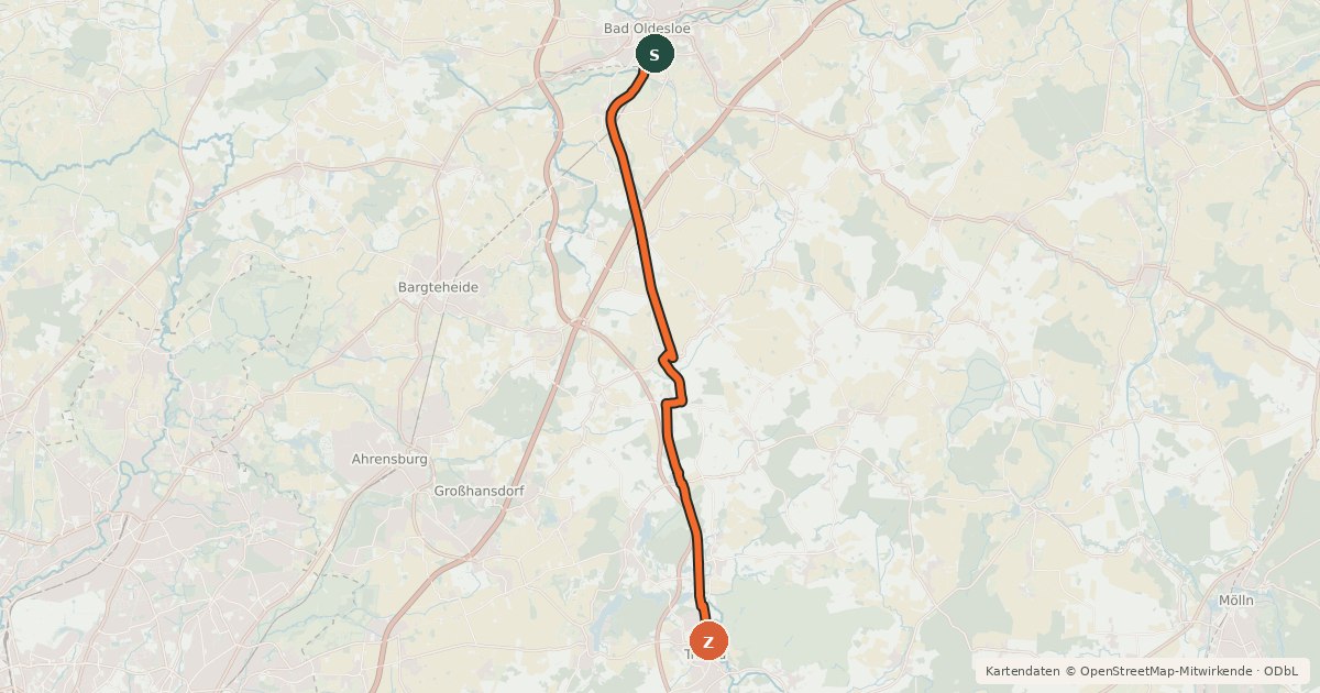 Kartenübersicht der Radroute BahnRadWege