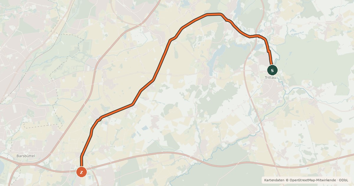 Kartenübersicht der Radroute BahnRadWege