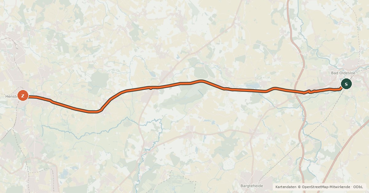 Kartenübersicht der Radroute BahnRadWege - Route A