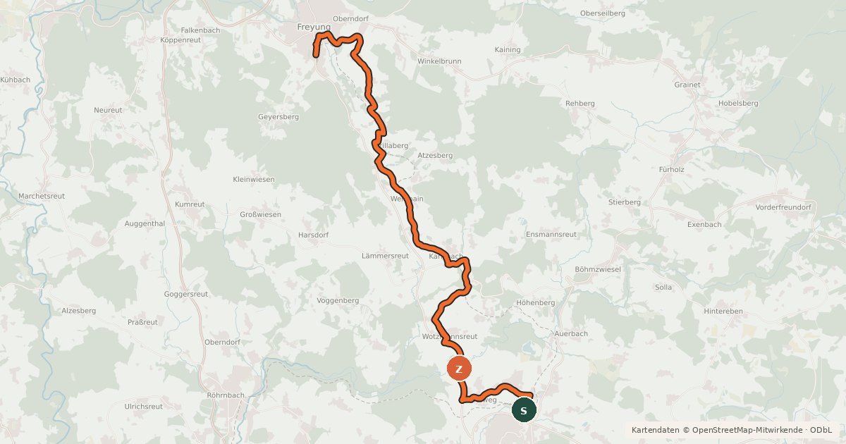 Kartenübersicht der Radroute Bahntrassen-Route