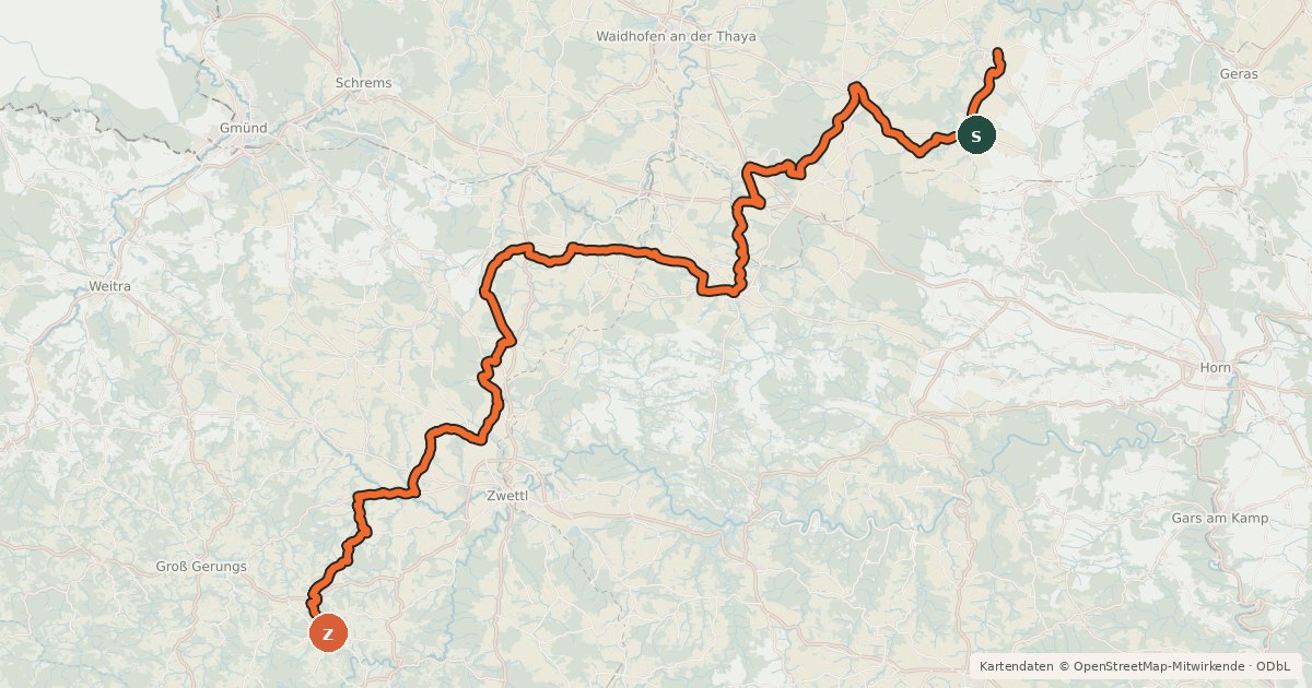 Kartenübersicht der Radroute Bandlkramer-Radweg