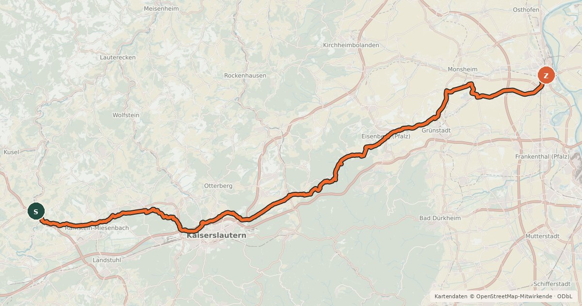 Kartenübersicht der Radroute Barbarossa-Radweg