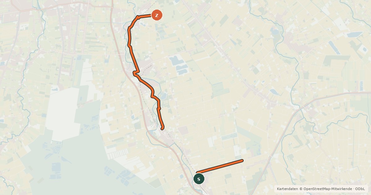 Kartenübersicht der Radroute Barßel-Saterland Rundtour