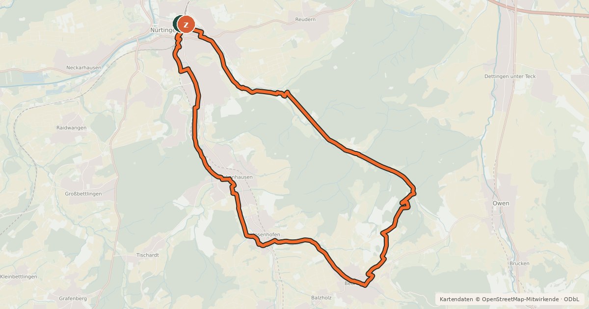 Kartenübersicht der Radroute Bauern & Dichter