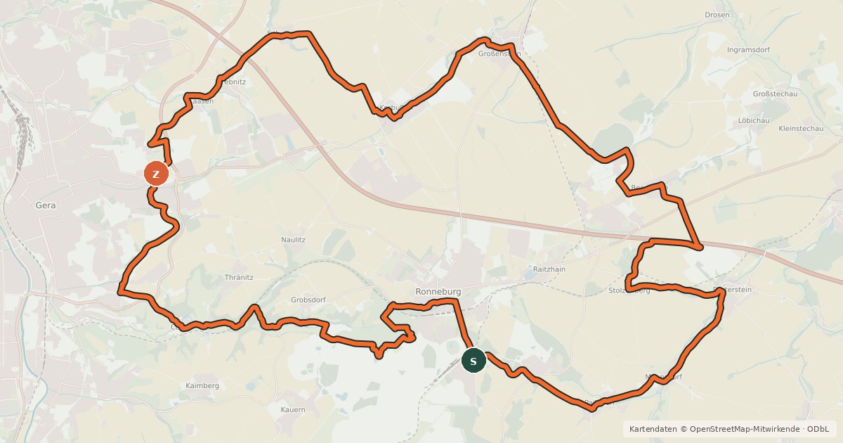 Kartenübersicht der Radroute Bauerngartenroute 1