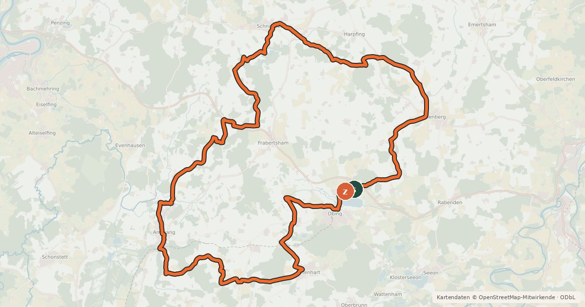Kartenübersicht der Radroute Bauernhof Safari