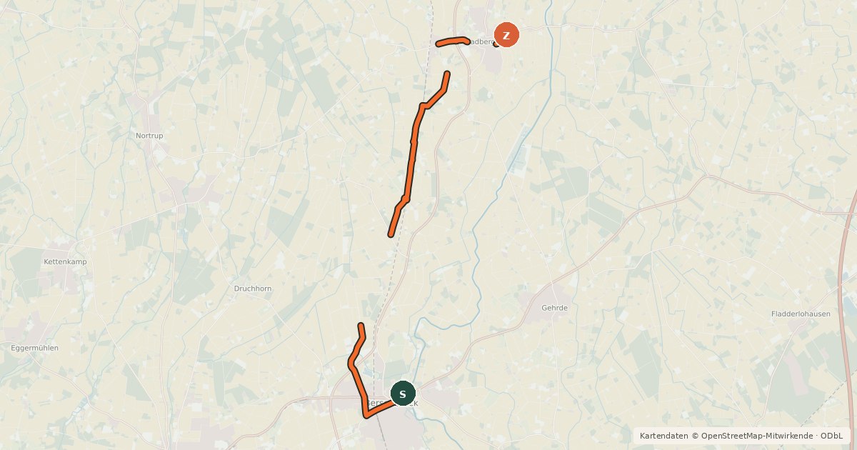 Kartenübersicht der Radroute Bauernhof-Tour