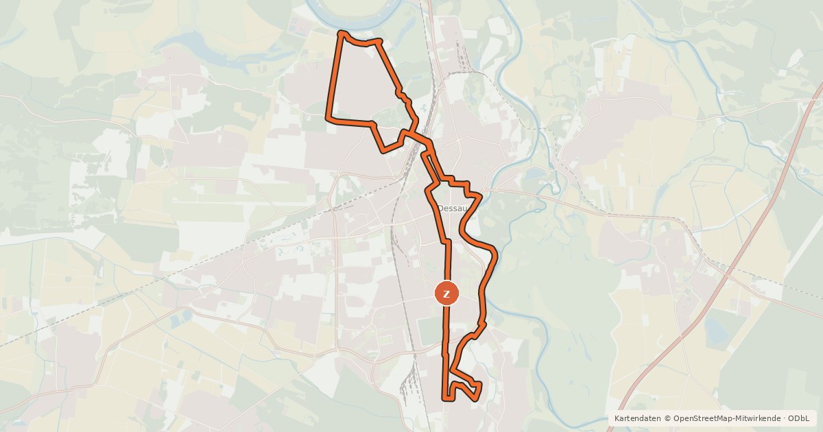Kartenübersicht der Radroute Bauhaustour