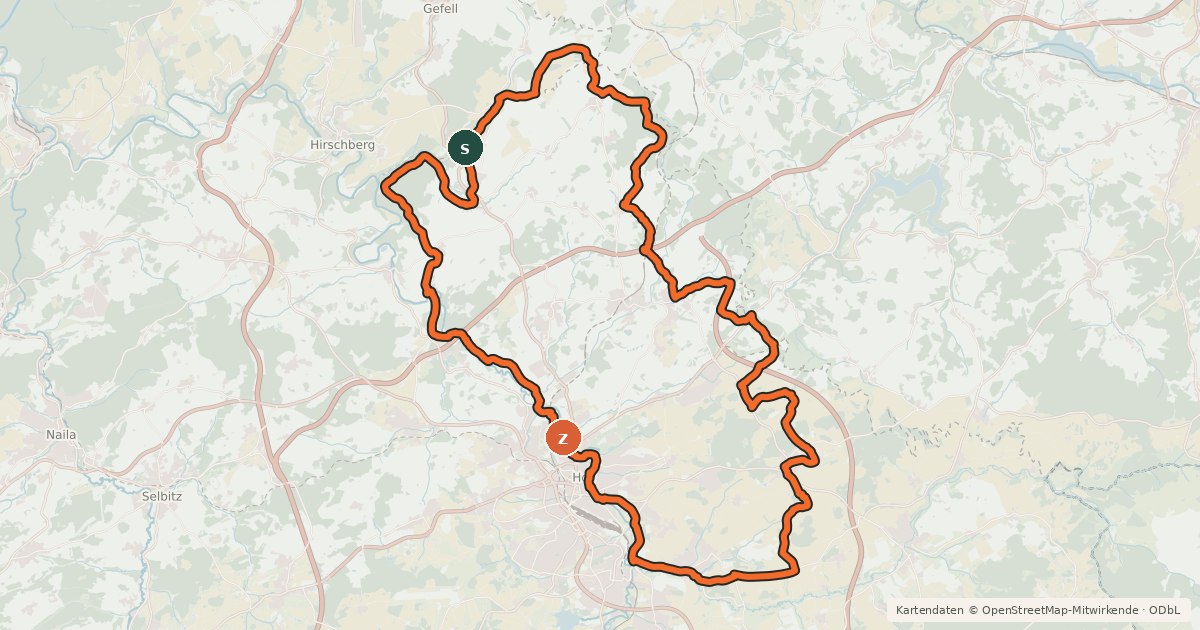 Kartenübersicht der Radroute Bayerisches Vogtland Tour