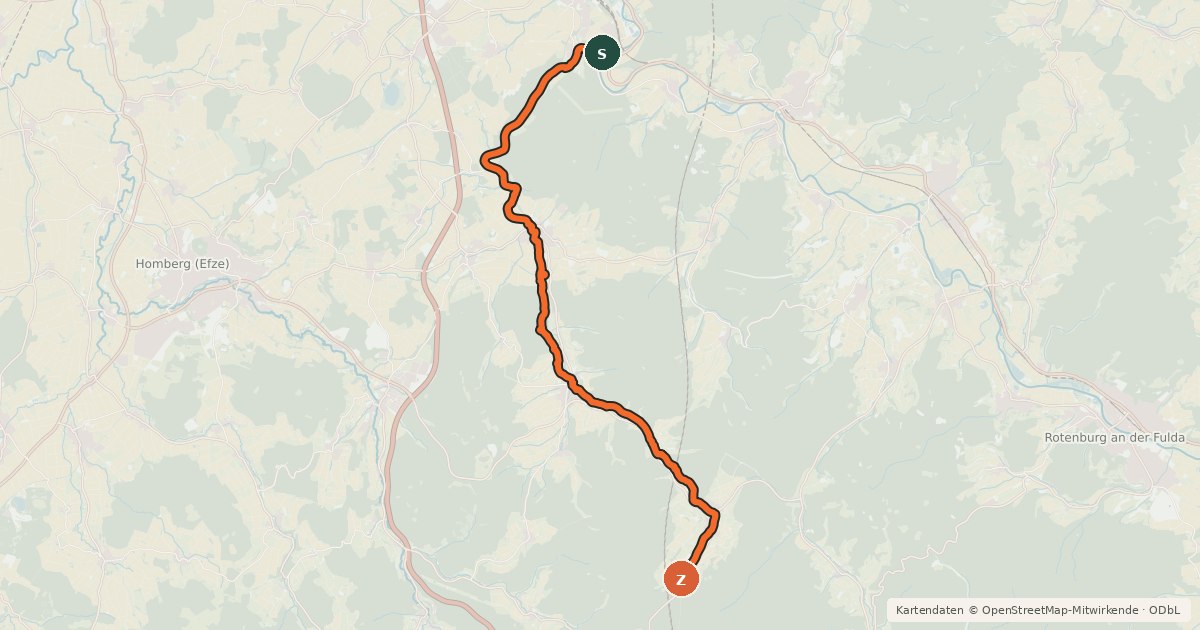 Kartenübersicht der Radroute Beisetal-Mühlen-Radweg