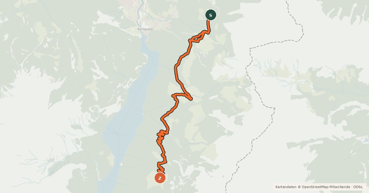 Kartenübersicht der Radroute Berchtesgaden - Gotzenalm
