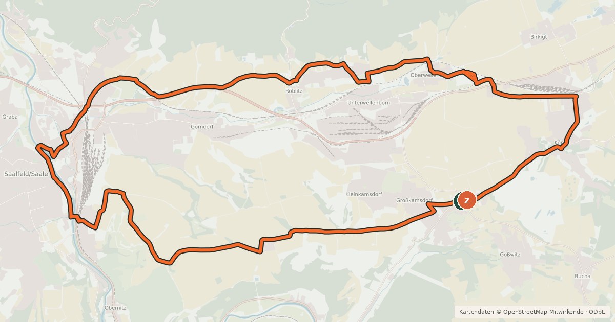Kartenübersicht der Radroute Bergbauroute