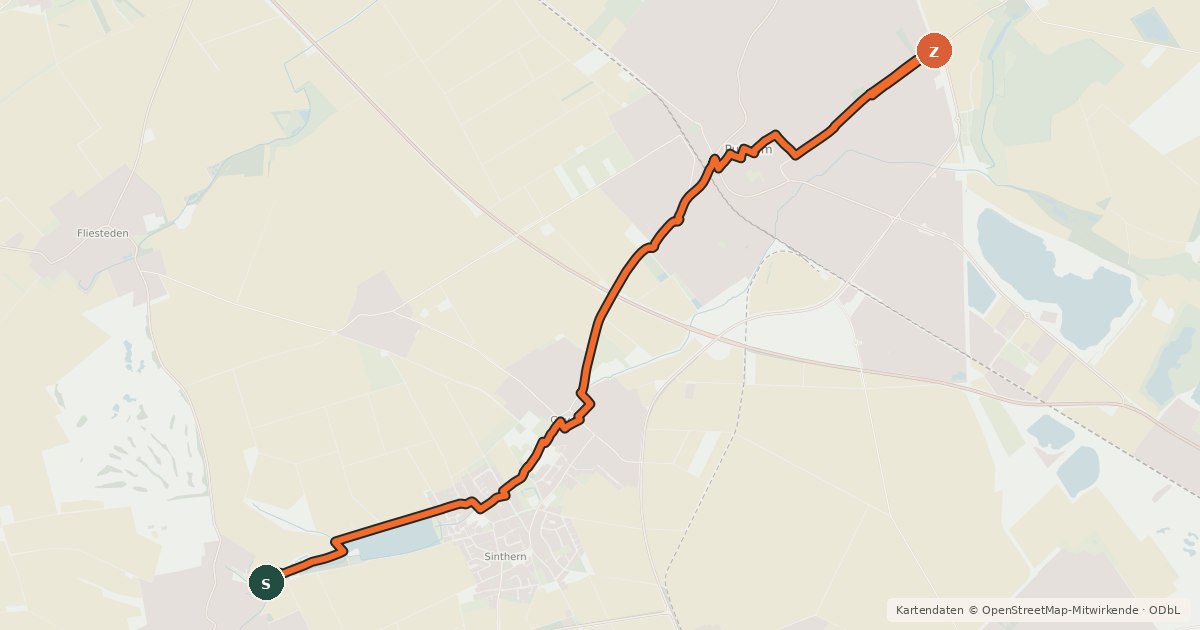 Kartenübersicht der Radroute Bergheim (25) - Pulheim (33)