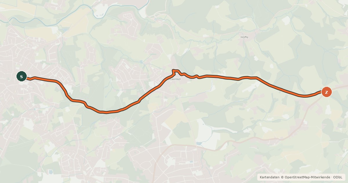 Kartenübersicht der Radroute Bergisch Gladbach (64) - Bergisch Gladbach (68)