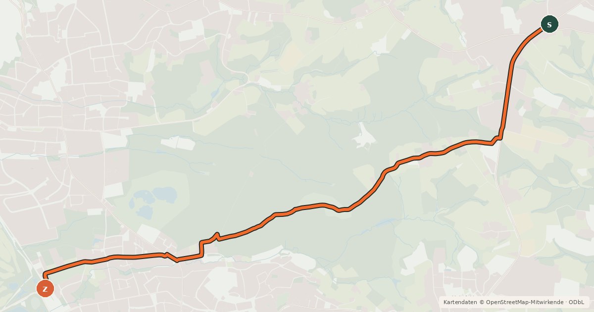 Kartenübersicht der Radroute Bergisch Gladbach (72) - Bergisch Gladbach (73)
