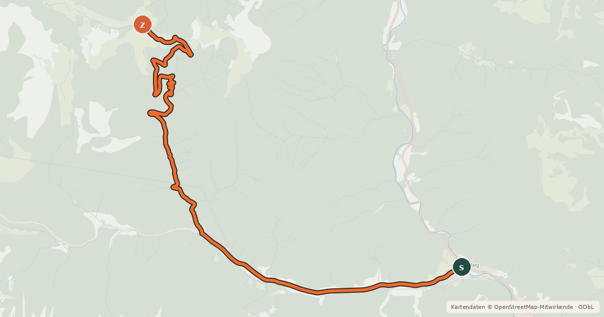 Kartenübersicht der Radroute BergRadlTour auf die Dürrieglalm
