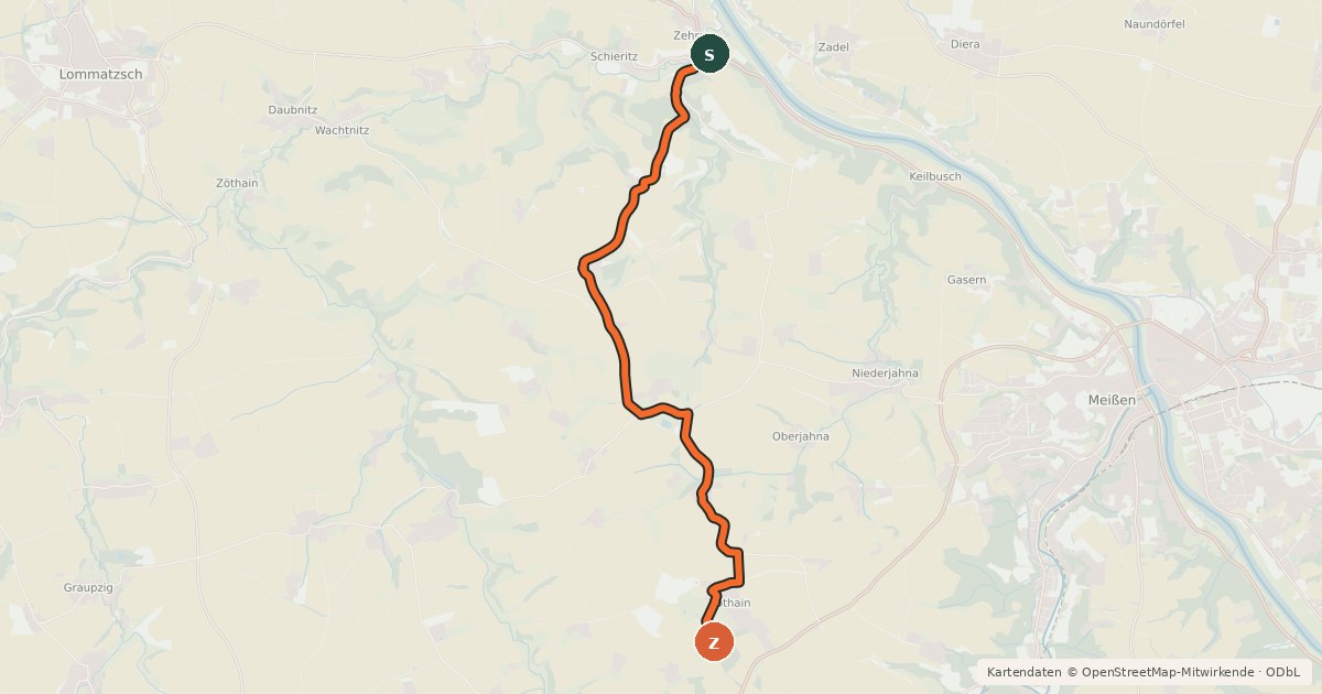 Kartenübersicht der Radroute Bergwerksweg