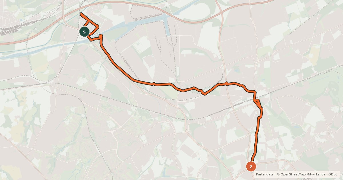 Kartenübersicht der Radroute Berne Route