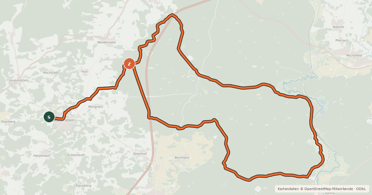 Kartenübersicht der Radroute Betzengravel