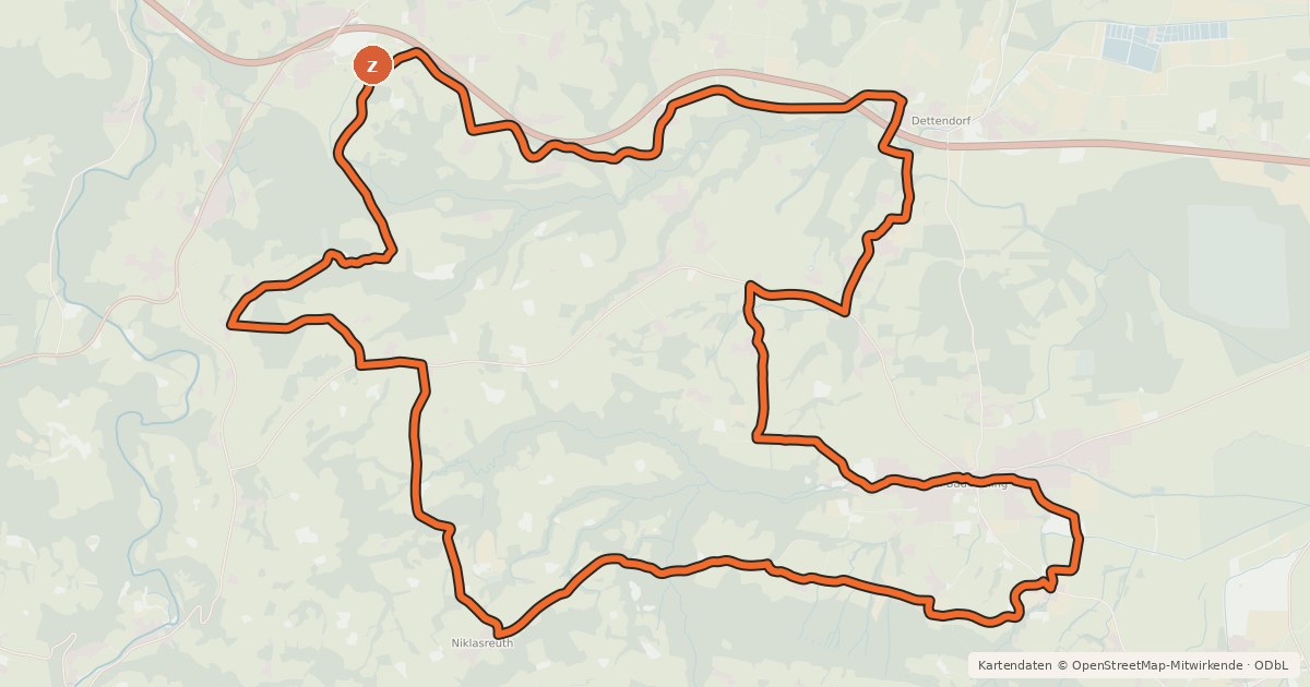 Kartenübersicht der Radroute BF 18 - Panoramarunde