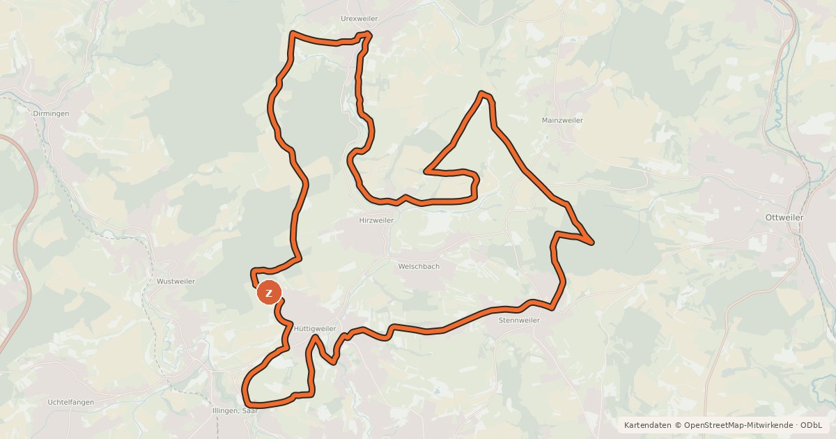 Kartenübersicht der Radroute Biber Tour