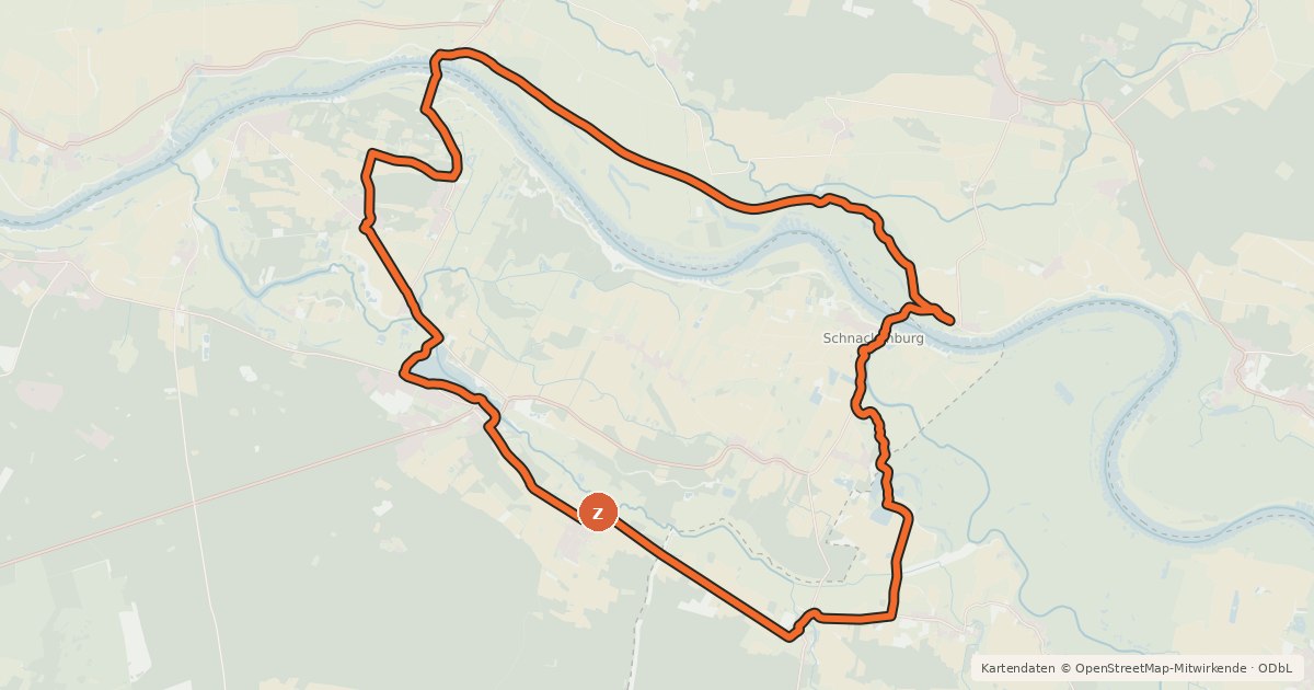 Kartenübersicht der Radroute Biber-Tour