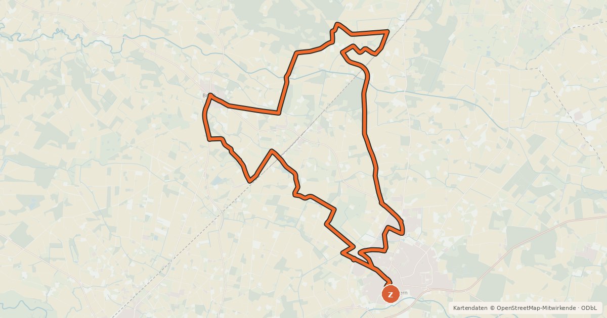 Kartenübersicht der Radroute Biberroute 1