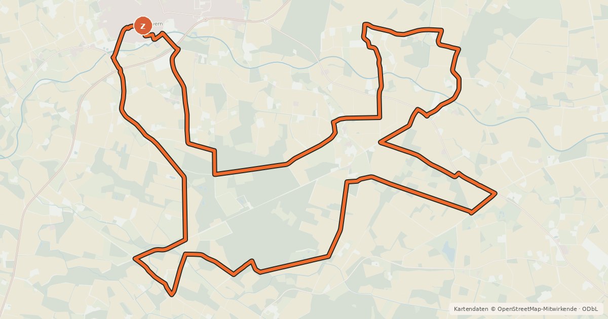 Kartenübersicht der Radroute Biberroute 3
